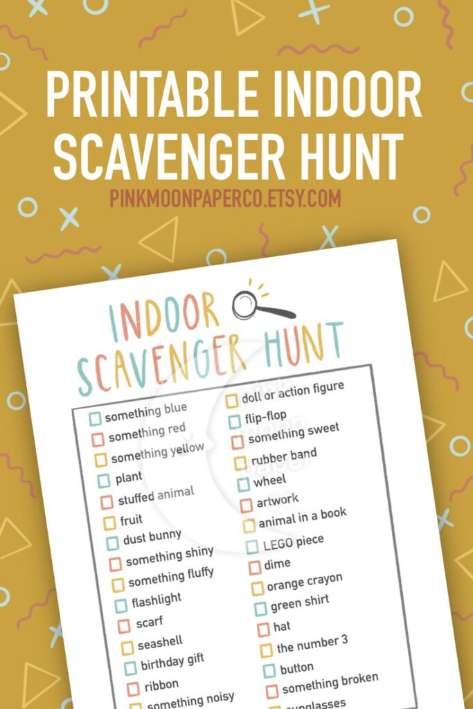 Printable Indoor Scavenger Hunt For Kids Fun Party Game Easy Etsy In 