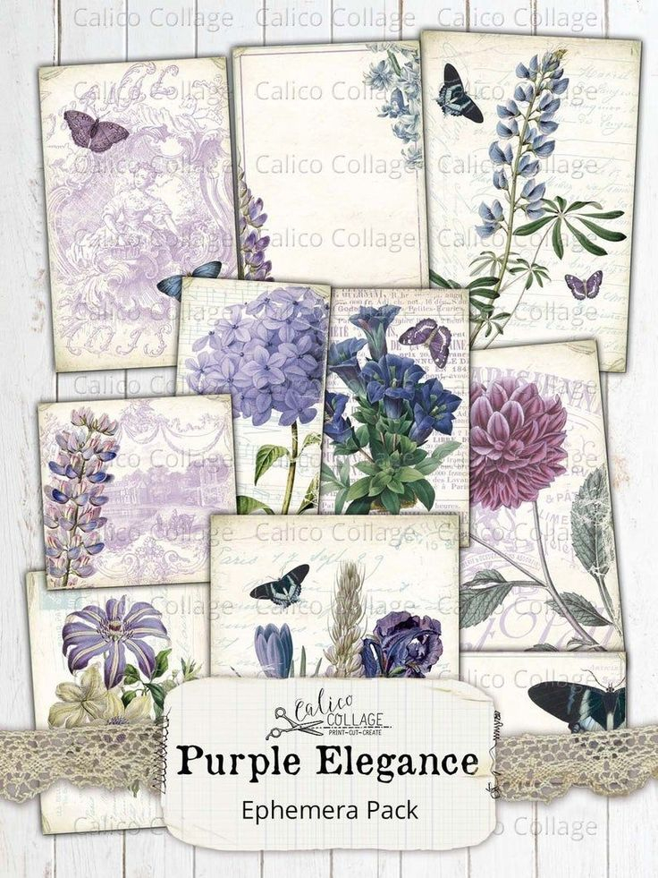 Printable Lavender Flower Ephemera Pack Vintage Junk Journal Etsy In 