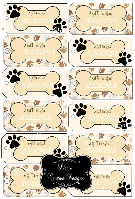 Printable Paw Print Dog Bone Gift Tags Dog Lover Gift Tags Etsy 