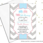 Printable Twin Boy And Girl Baby Shower Invitation Twin Baby Shower