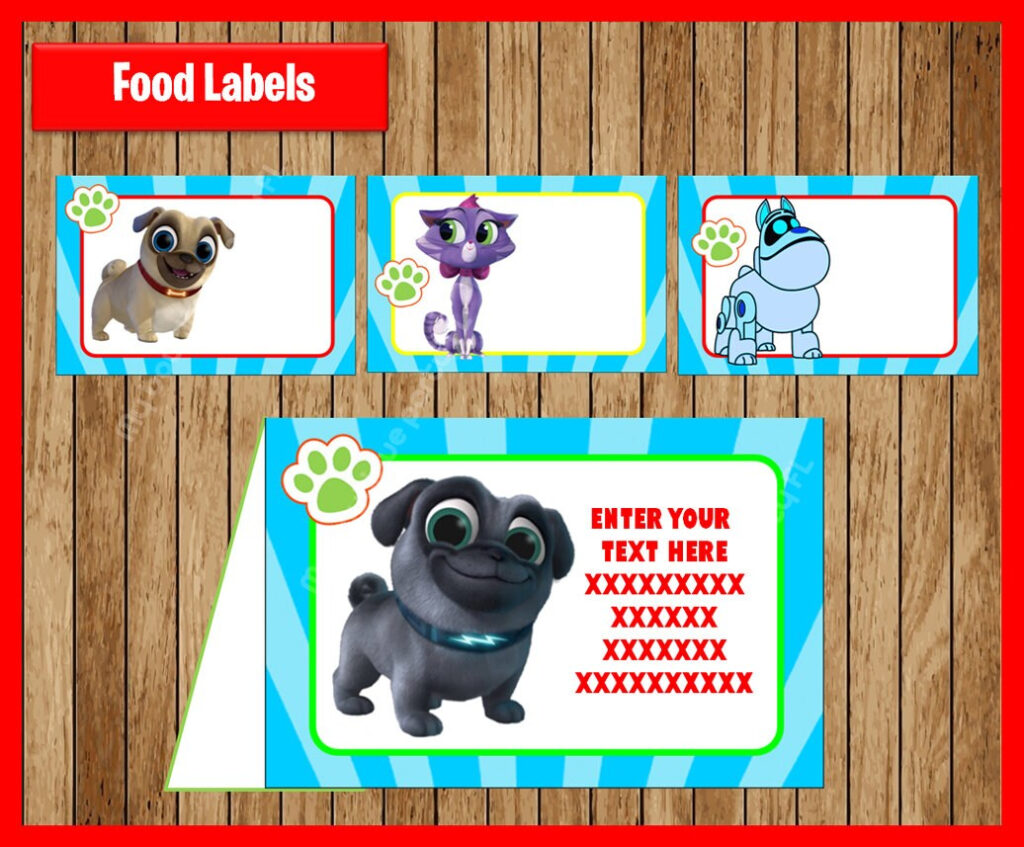Puppy Dog Pals Food Tent Cards Instant Download Printable Etsy