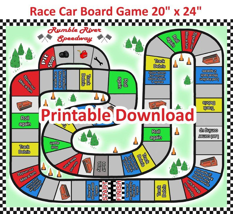 Race Track Board Games Printable Board Game