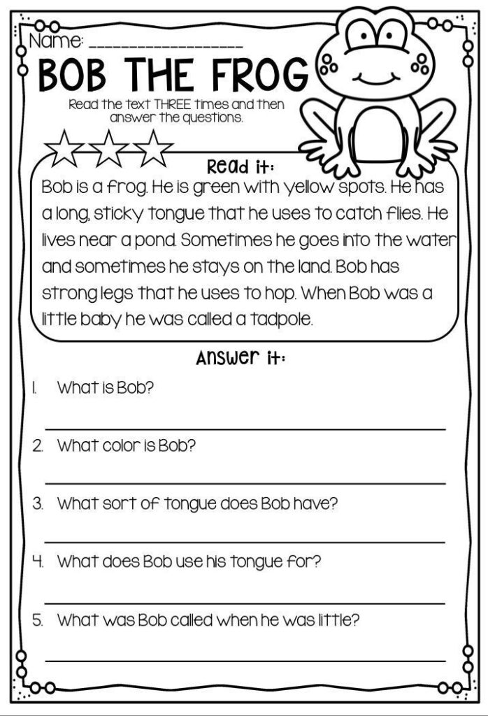 Reading Comprehension Passages For First And Second Grade I Reading 