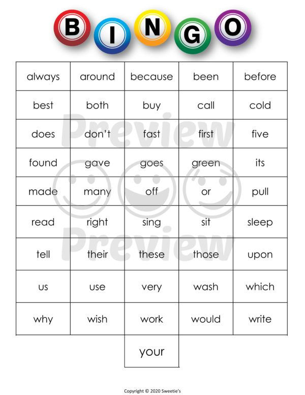 Sight Words Bingo Second Grade Madebyteachers