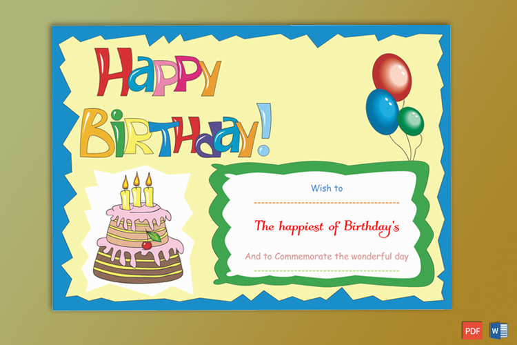 Simple Balloons Birthday Gift Certificate Template
