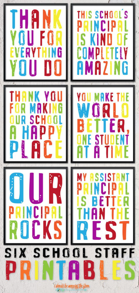 Six Printable School Staff And Principal Gifts Teacher Appreciation 