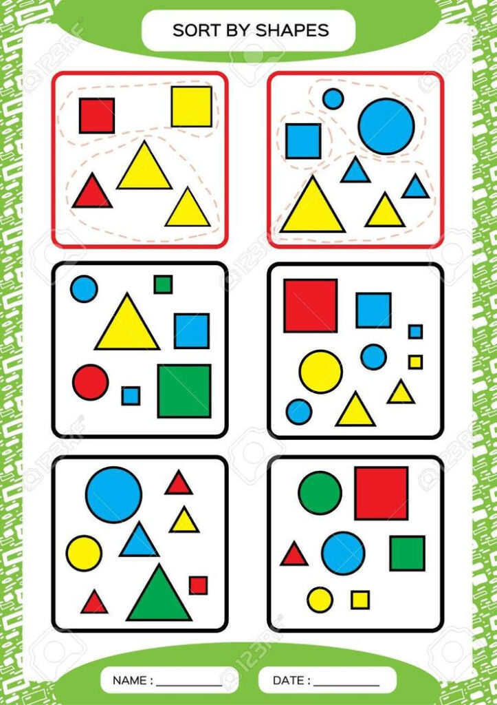 Sorting Shapes Worksheets For Kindergarten Sort By Shapes Sorting Game 