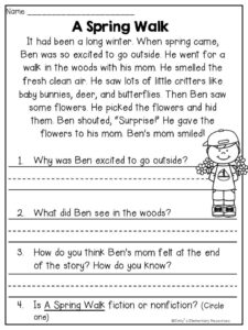 Spring Fling Writing Literacy Activities Reading Comprehension