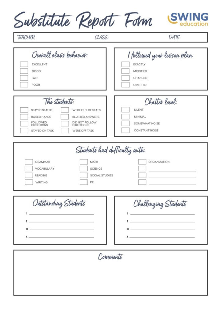 Substitute Teacher Information Form Printables NewFreePrintable substitute-teacher-information-form-printables-newfreeprintable
