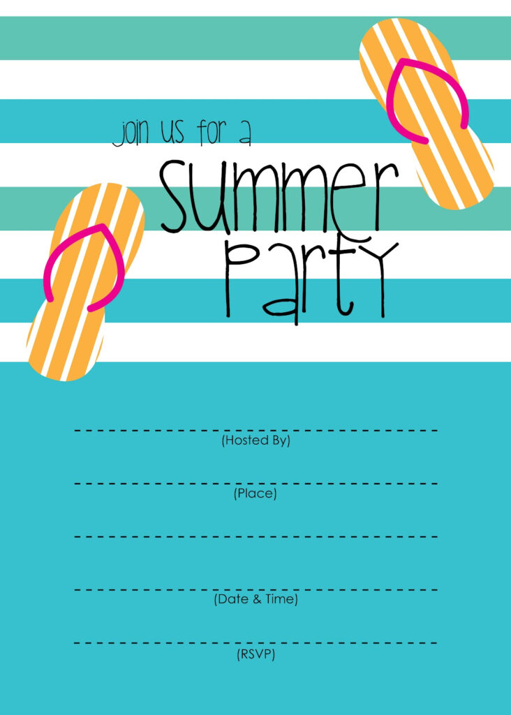 Summer Party Invitation Free Printable Short Stop Designs