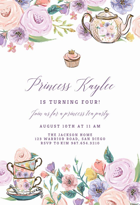 Tea Party Invitation Template Free Unique Princess Tea Party Birthd 