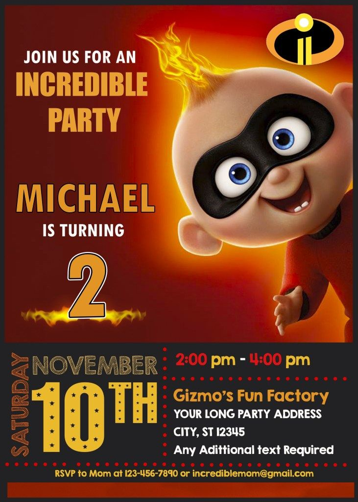 The Incredibles 2 Baby Jack Birthday Invitation Oscarsitosroom The 