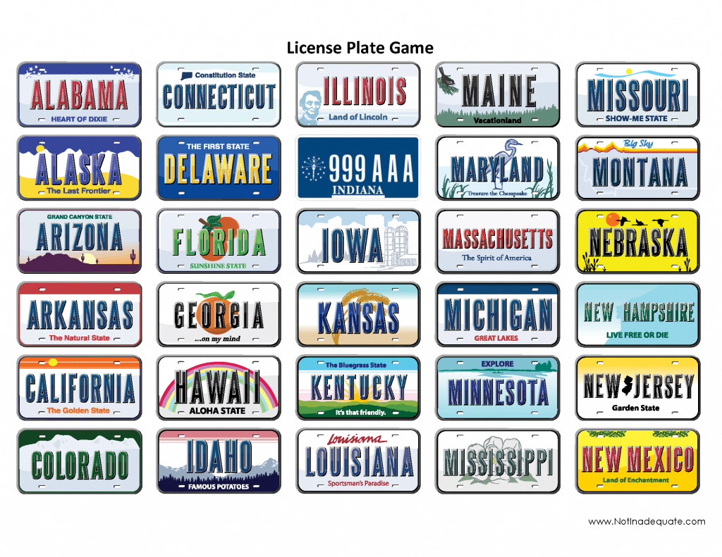 The License Plate Game With Pics Of The State License Plates 