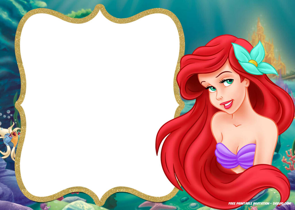 Updated Free Printable Ariel The Little Mermaid Invitation Template 