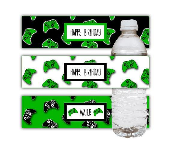 Video Game Party Water Bottle Label Printable Gamer Party Etsy In