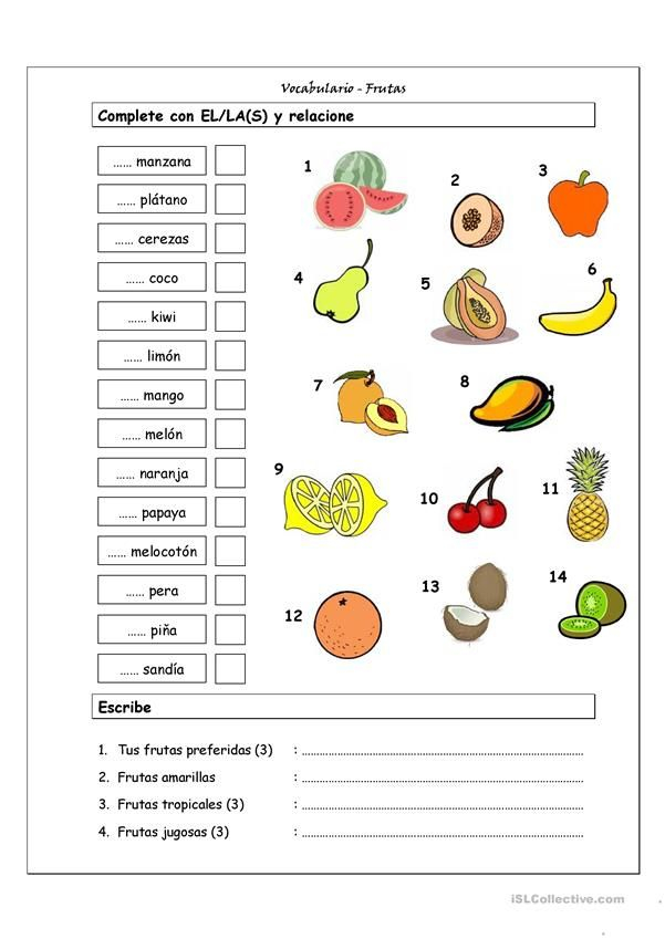Vocabulario Frutas Spanish Worksheets Learning Spanish Spanish 