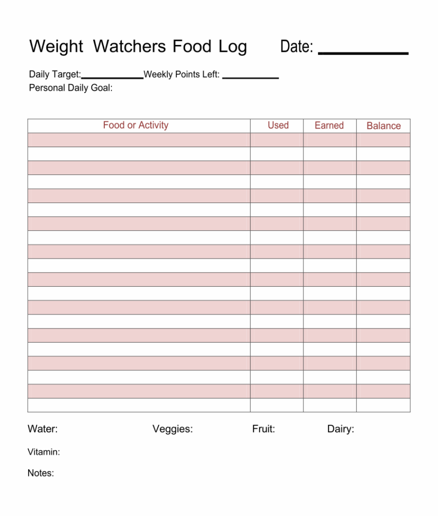 10 Best Free Printable Weight Watchers Journal Printablee