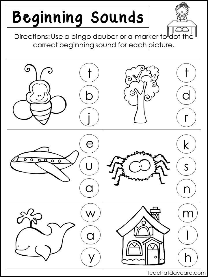 10 Printable Beginning Sounds Worksheets Preschool 1st Grade Etsy