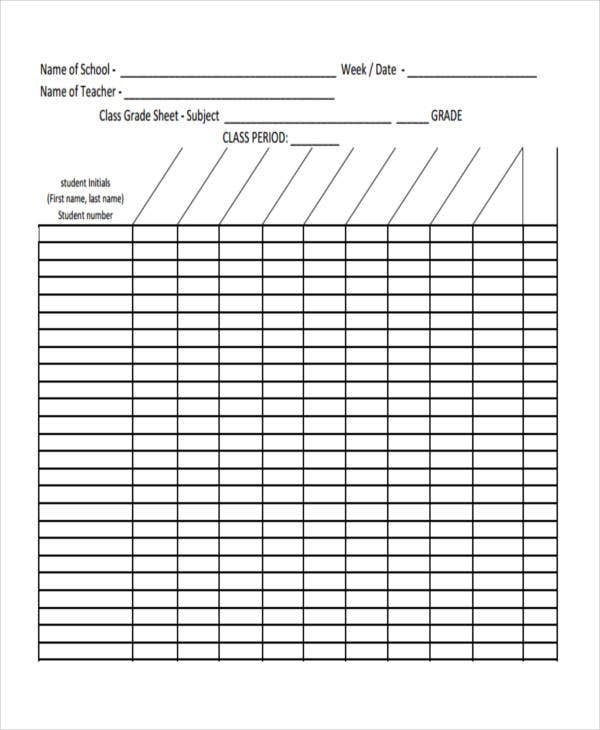 11 Grade Sheet Templates Free Sample Example Format Download Free 