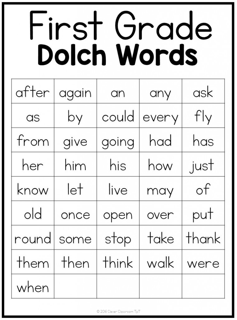 1st Grade Sight Word List Printable Pictures To Pin On Pinterest