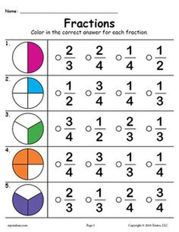 2nd Grade Fractions Worksheets Fractions Worksheets First Grade Math 