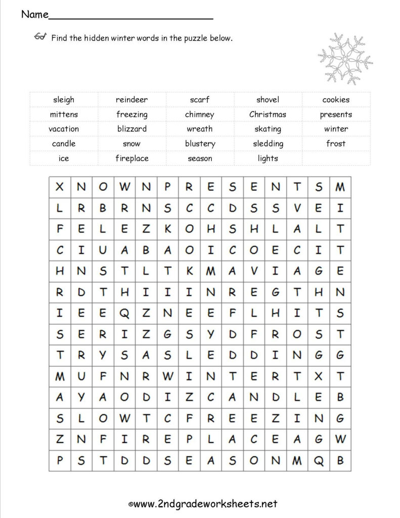 2Nd Grade Word Search Free Printable Free Printable