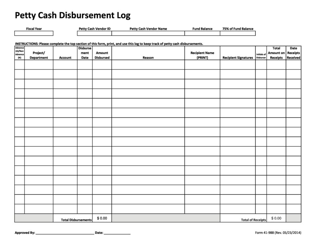 40 Petty Cash Log Templates Forms Excel PDF Word TemplateLab
