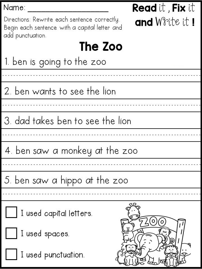 45 Free First Grade Writing Worksheets Images Worksheet For Kids