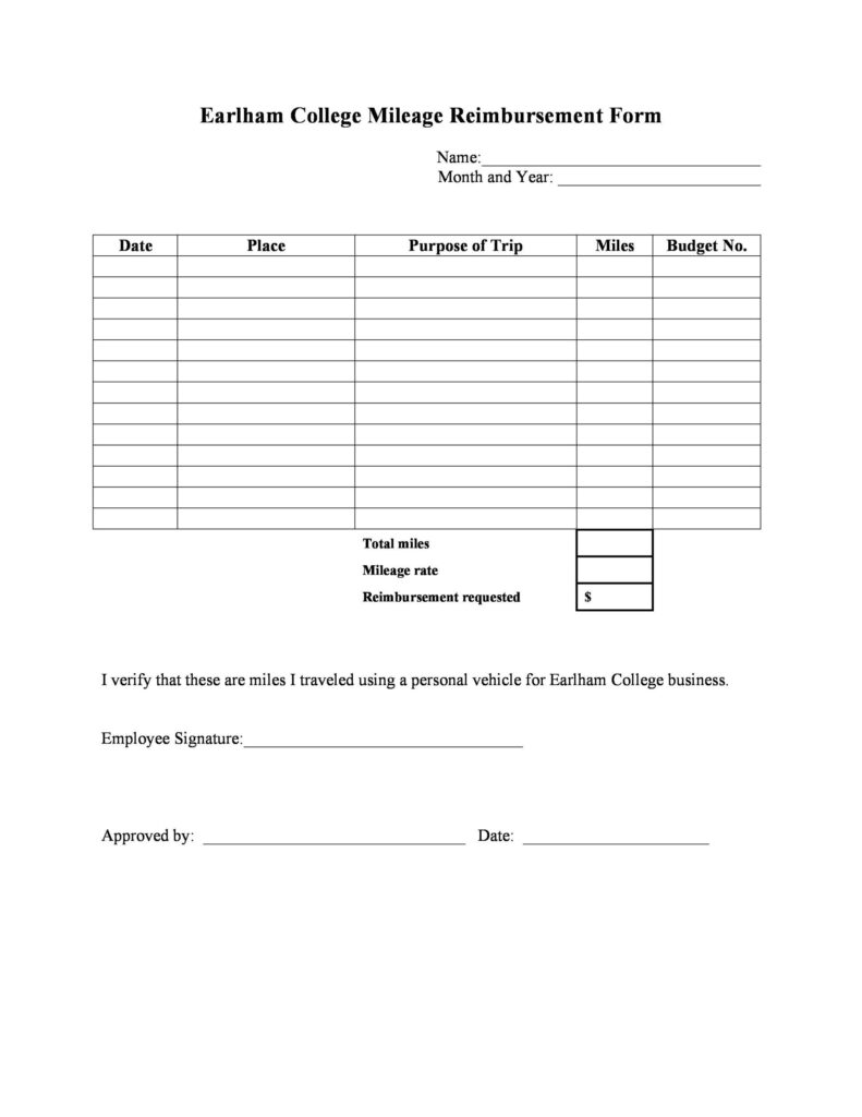 47 Reimbursement Form Templates Mileage Expense VSP 