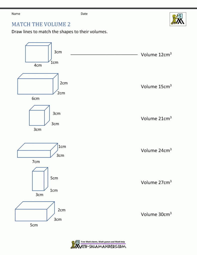 5th Grade Volume Worksheets