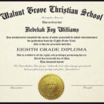 8th Grade Diploma Or Junior High School Diploma For Homeschools With