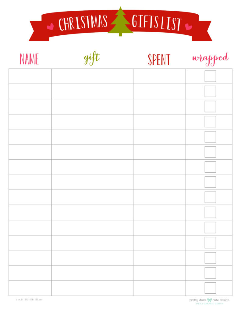 A New Baby Checklist Christmas Gift List Christmas List Printable 