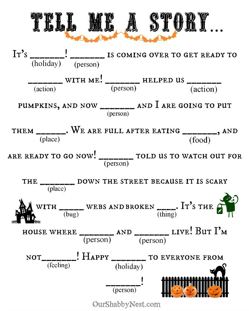 A Thoughtful Place Halloween Worksheets Halloween Mad Libs 