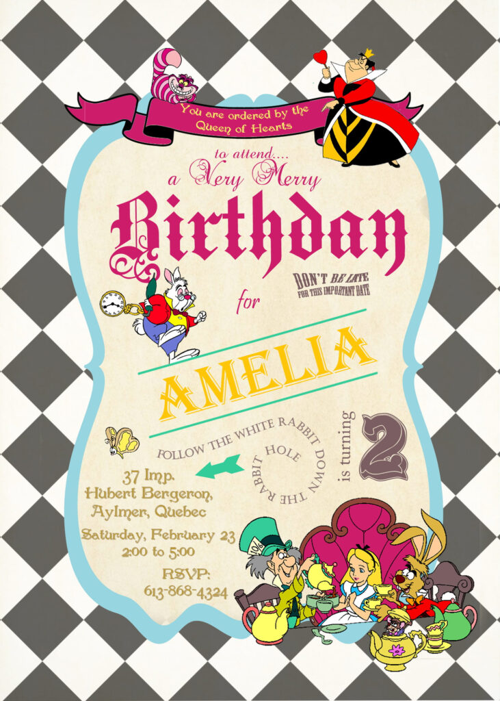 Alice In Wonderland Birthday Invitations DREVIO