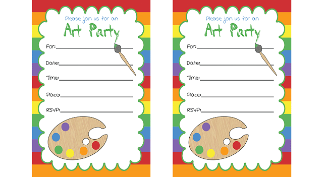 Art Party Invitations Kids Coloring Pages Art Party Invitations 