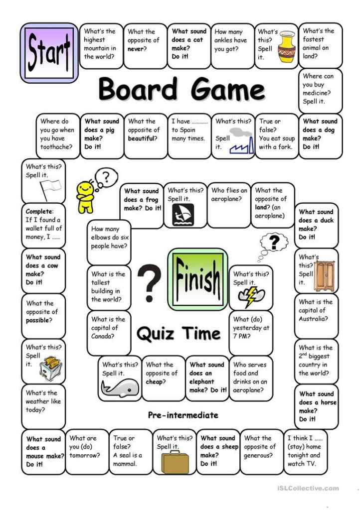 Board Game Quiz Time Pre intermediate Board Games Vocabulary 