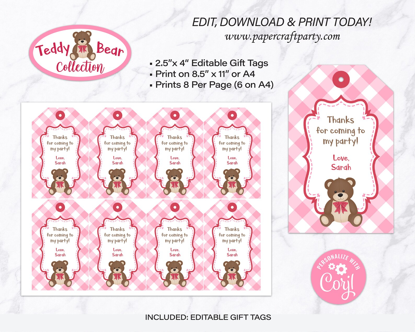 Buy Teddy Bear Picnic Printable Gift Tags Printable Thank You Online In 