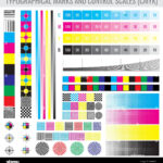 CMYK Press Print Marks And Colour Tone Gradient Bars For Printer Test