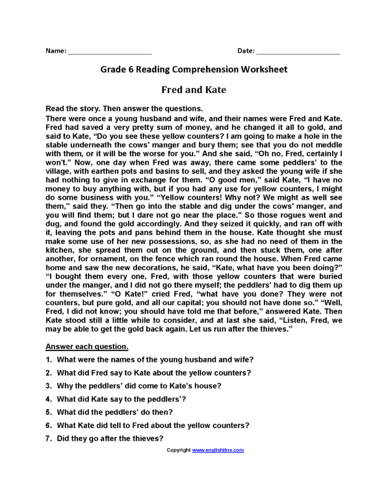 Comprehension For Grade 6 Google Search Reading Comprehension 
