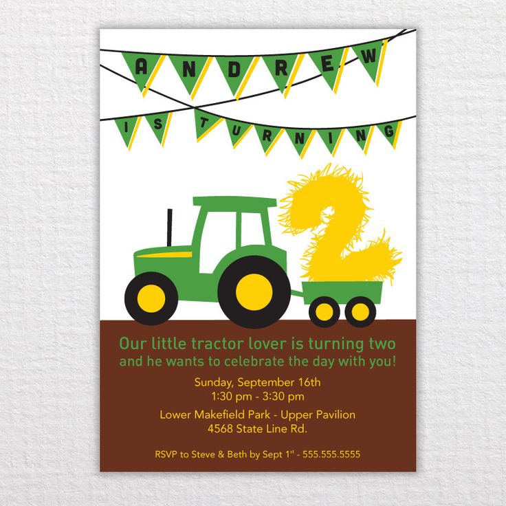 Custom Tractor Birthday Invitation PDF Printable Etsy Tractor 