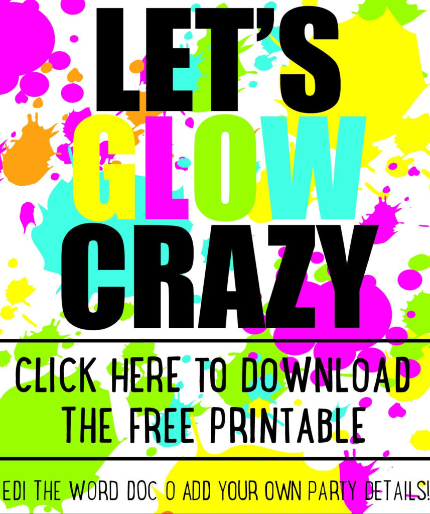 DIY Glow Party Invitations Free Printable Neon Party Invitations 