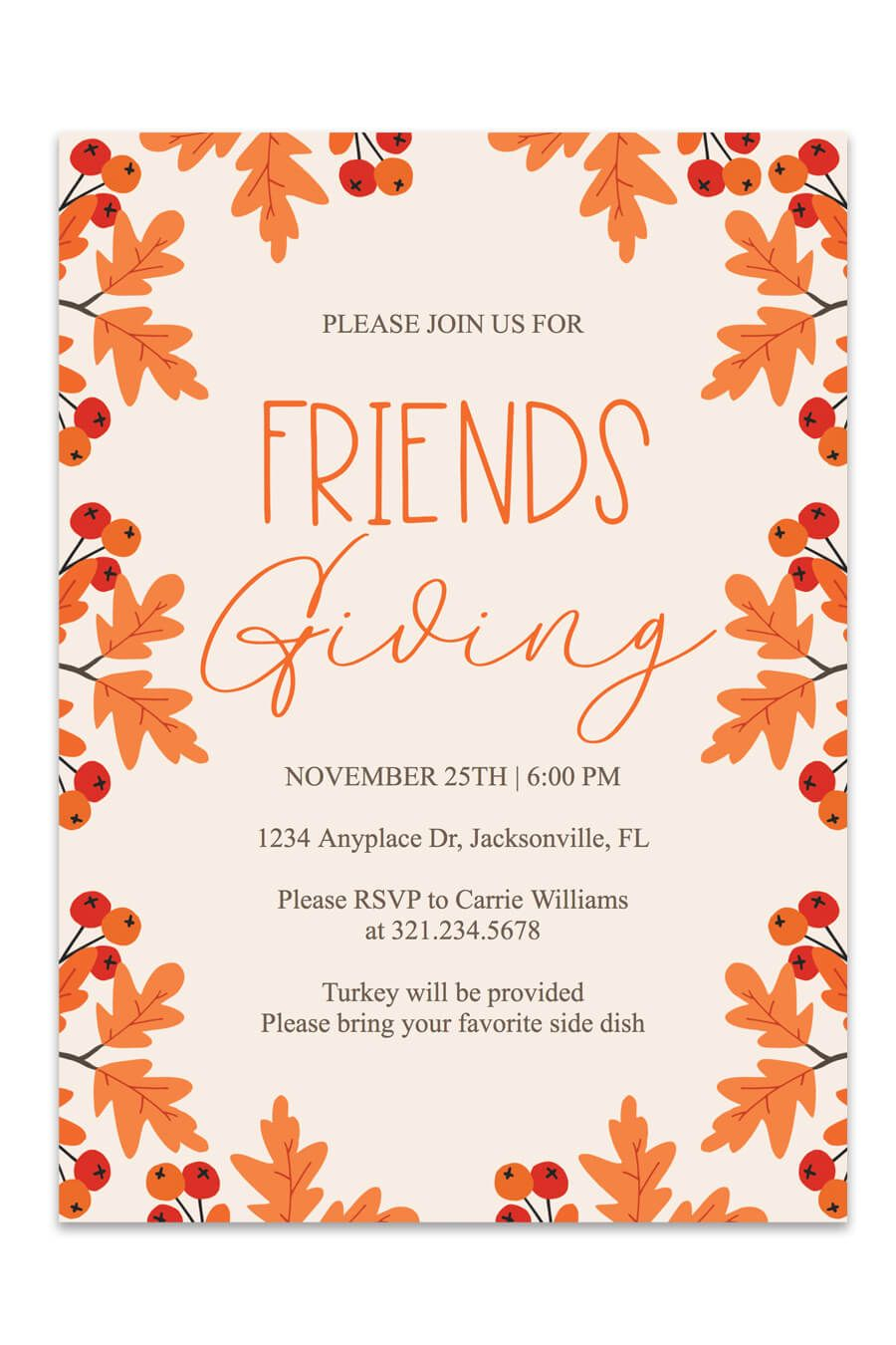 Fall Leaves Printable Invitation Friendsgiving Invitations Free 