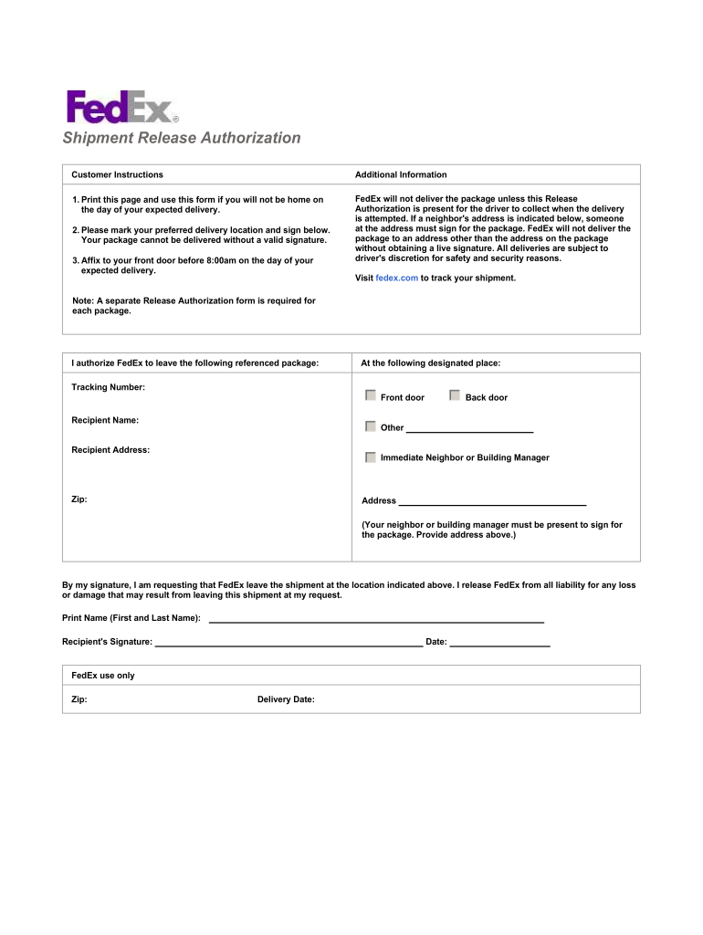 Fedex Door Tag Form Fill Out And Sign Printable PDF Template SignNow