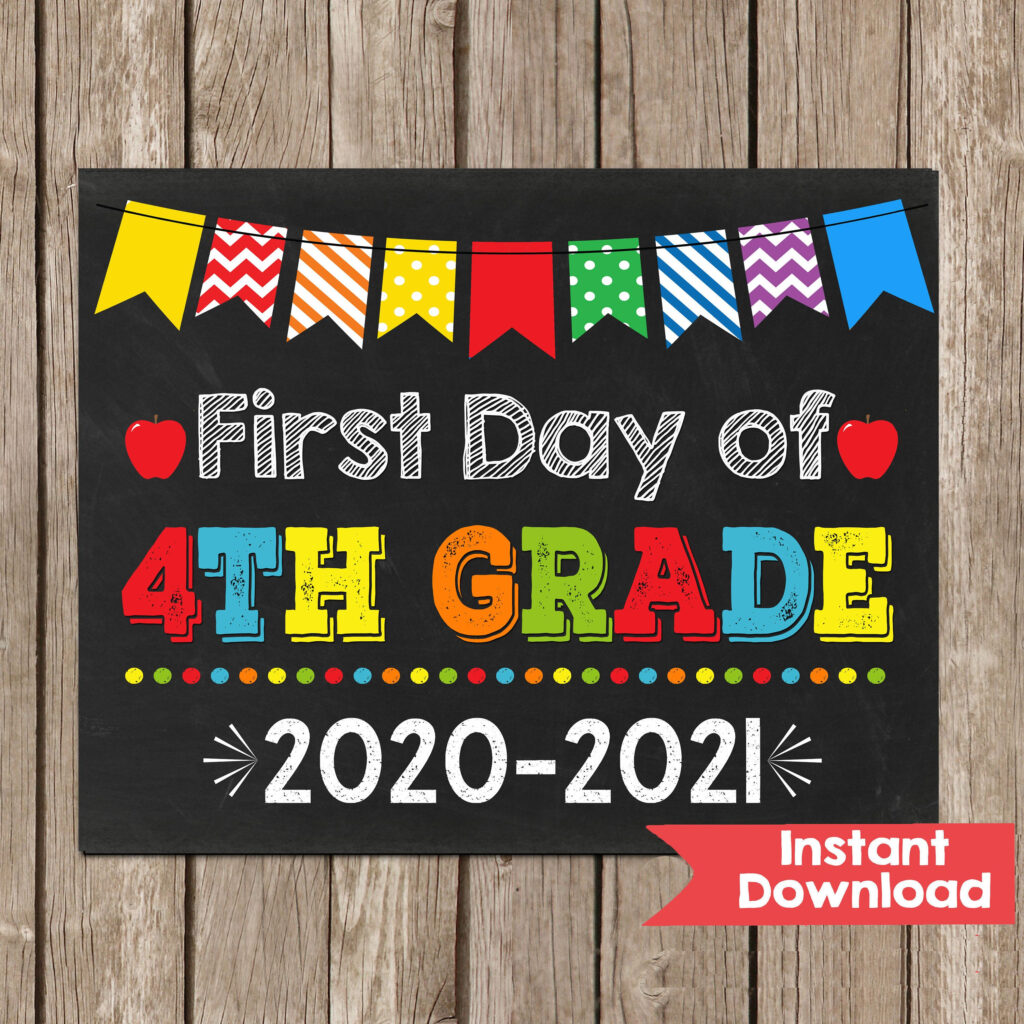 First Day Of 4TH GRADE Chalkboard Sign 8x10 INSTANT DOWNLOAD Etsy In 