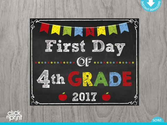 First Day Of Fourth Grade Sign Instant Download Print Yourself First 