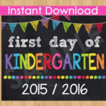 First Day Of Kindergarten Sign INSTANT By KidsPartyPrintables