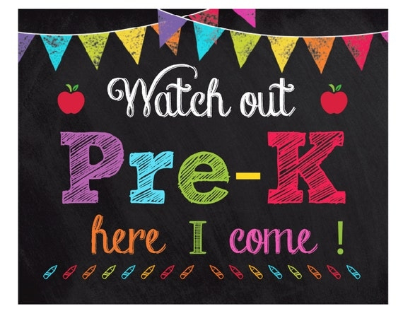 First Day Of Pre K Sign Chalkboard Printable By HeartsPaperArt