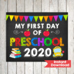 First Day Of Preschool Sign My First Day Of Preschool Etsy School