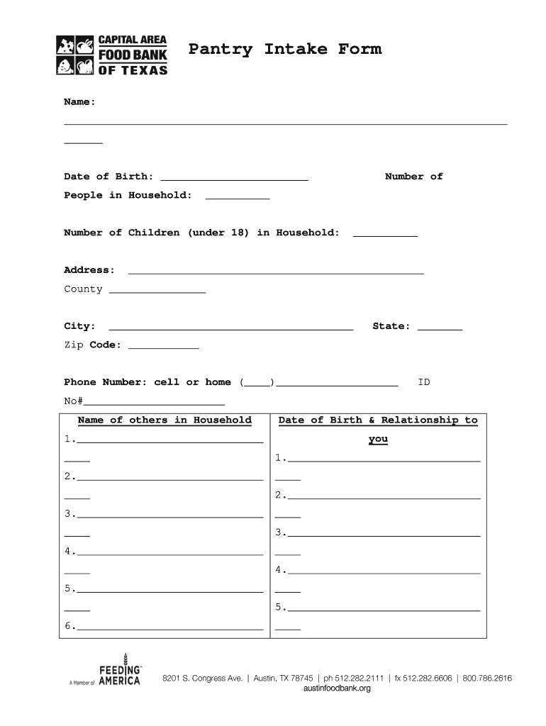 Food Bank Application Form Fill Online Printable Fillable Blank 