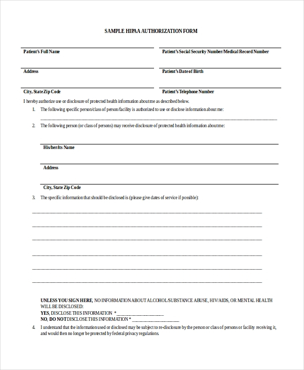 FREE 11 Sample HIPAA Forms In PDF MS Word